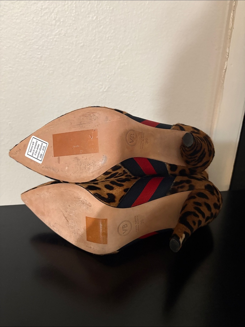 Veronica Beard sz 39 Leopard Print Ankle Boots with Red & Black Stripe - Picture 6 of 11